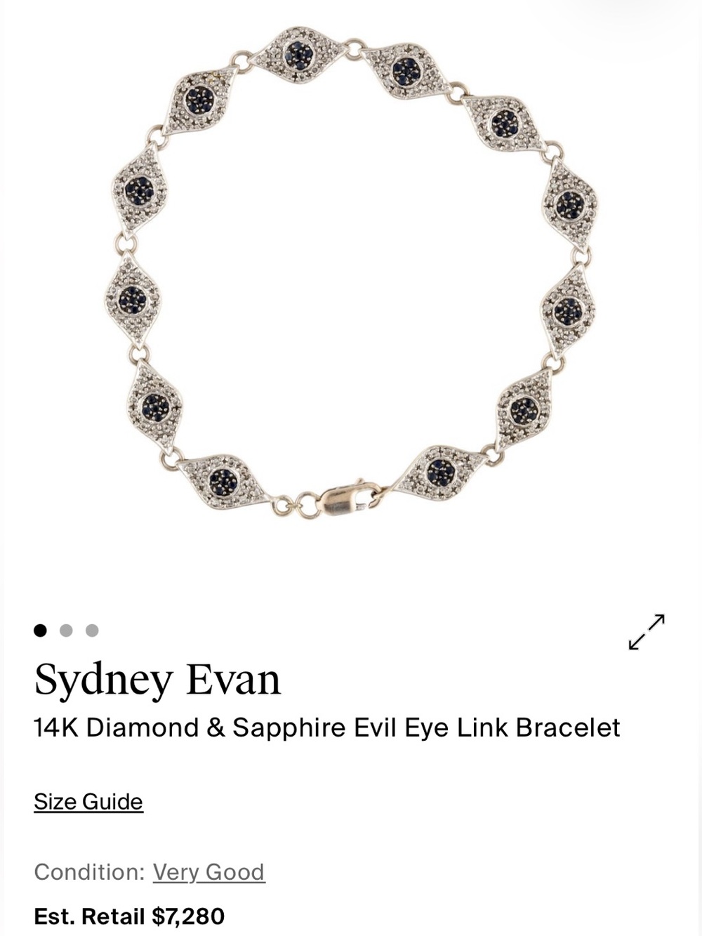 14K White Gold Diamond & Sapphire Evil Eye Link Bracelet - Blue iconic piece